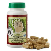 Athina® Griechisches Eisenkraut Vitamin D3 und K2 MK-7 Bergtee 90 Kapseln. PREMIUM