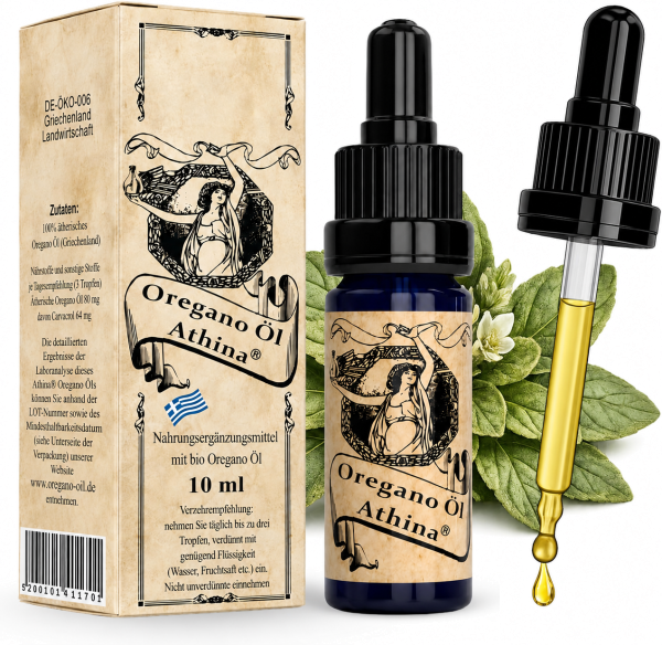 Athina® Oregano Öl, 100% Premium ätherisches Oreganoöl, 80% Carvacrol, 1 X 10 ml.