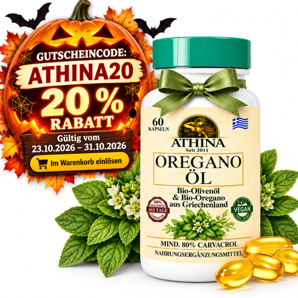 Athina® 60 Kapseln Oregano Öl Vegan - Bio. DE-ÖKO-006