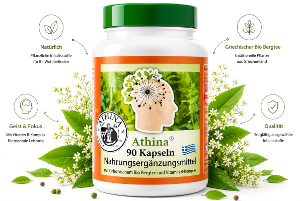Athina® Griechisches Eisenkraut B Komplex Bergtee Kapseln. 90 vegane Kapseln. PREMIUM