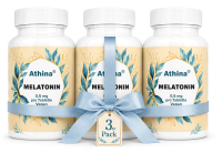 Athina® Melatonin 3er Pack – 3 x 365 Tabletten – 0,5 mg Melatonin pro Tablette – Made in Germany